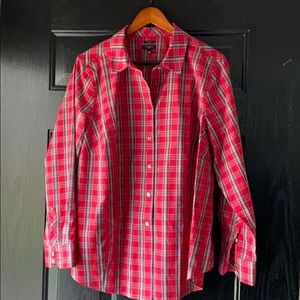 Talbots red plaid shirt, 16W